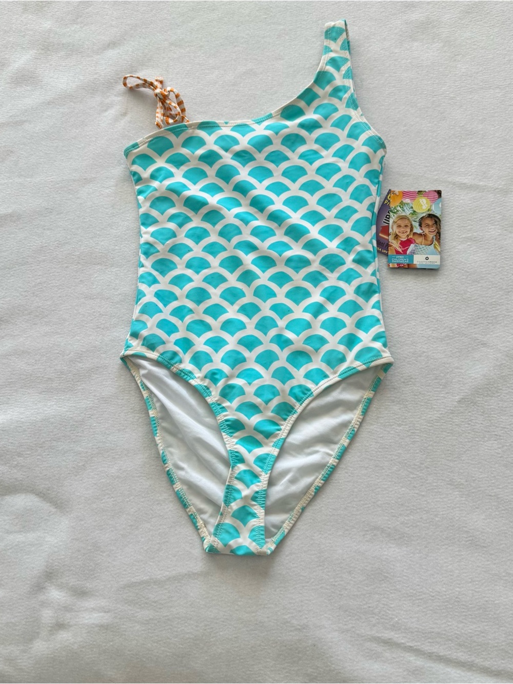 Snapper Rock Girls Mermaid Print Swimsuit, Asymmetrical, UPF 50+, Size 14, NWT